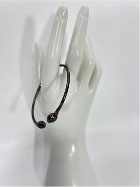 Vintage Sterling Silver Bali Artisan Open Cuff Bracelet Woven Center Spear Boho